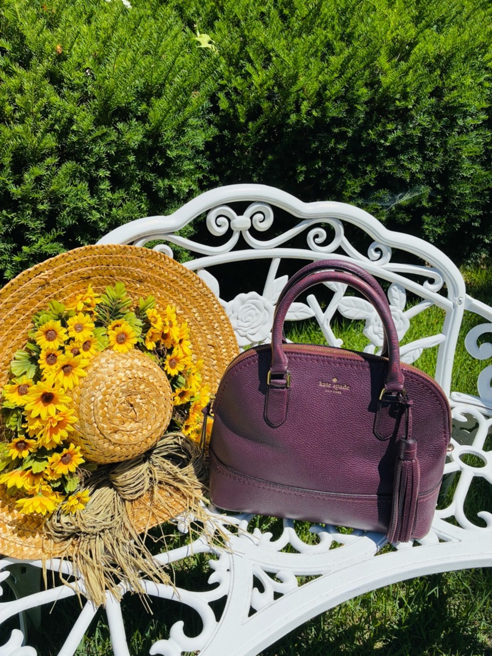 Kate Spade Plum Pebbled Leather Dome Satchel with Tassel - Picture 2 of 12